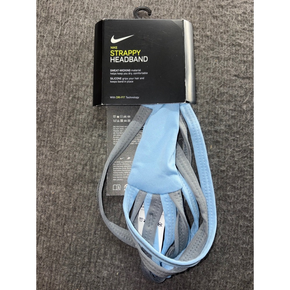 Nike Strappy Headband Dri-FIT Blue Grey Multi-Strap Silicone Grip N1000575075OS